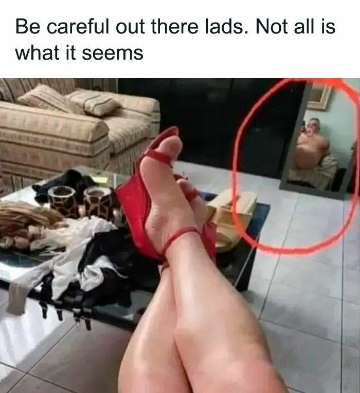 A humorous photo fail revealing unexpected reality in reflection.