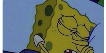 SpongeBob sleeping with caption about needing to go out more