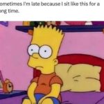Bart Simpson sitting on bed looking blankly ahead; relatable meme.