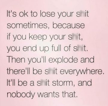 Humorous meme about the importance of losing your temper sometimes.