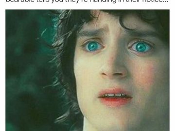 Surprised face when a co-worker announces they're leaving job.