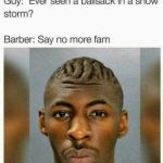Guy with a funny, wrinkly haircut resembling a snowstorm request.