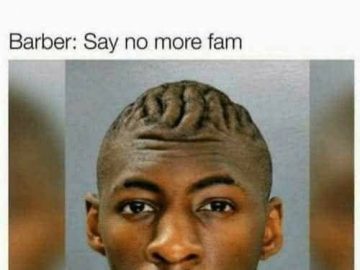 Guy with a funny, wrinkly haircut resembling a snowstorm request.