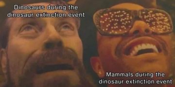 Two contrasting reactions to the dinosaur extinction event.