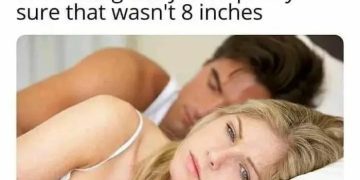 Woman questioning partner's measurement claim in bed meme.