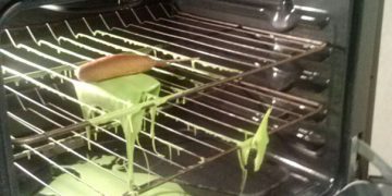 Hotdog in green goo baking fail in the oven