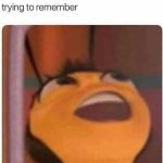 Cartoon bee with ecstatic expression remembering something forgotten.