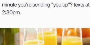 Mimosas causing unexpected afternoon texts hilarity