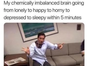 Man experiencing rapid mood swings in an office setting.