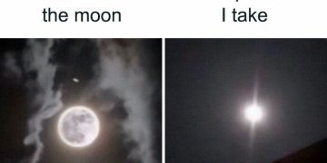 Comparing clear moon view vs. blurry photo attempt