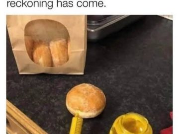 Donut filled with mustard as a prank for office donut thief