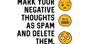 Meme about marking negative thoughts as spam and deleting them