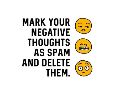 Meme about marking negative thoughts as spam and deleting them