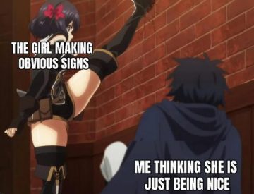 Anime character missing obvious flirtatious signals.