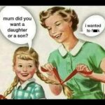 Retro-style meme of a mother-daughter chat with dark humor twist.