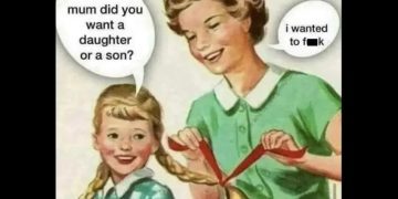 Retro-style meme of a mother-daughter chat with dark humor twist.