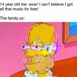 Blurry cartoon looking glitchy, reflecting old PC struggles.