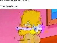 Blurry cartoon looking glitchy, reflecting old PC struggles.