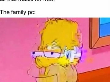 Blurry cartoon looking glitchy, reflecting old PC struggles.