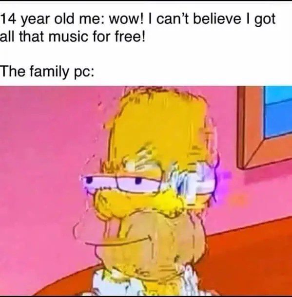 Blurry cartoon looking glitchy, reflecting old PC struggles.