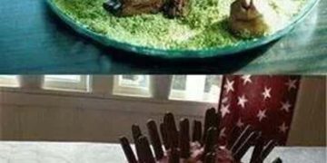 Two photos showing a hedgehog cake attempt gone hilariously wrong