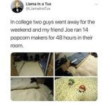 Dorm room filled with popcorn after epic college prank