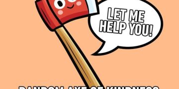 Cartoon axe with a smile saying "Let me help you!"