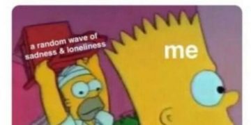 Cartoon character with wave of sadness labeled as sudden attack.