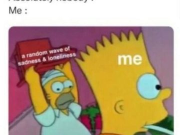 Cartoon character with wave of sadness labeled as sudden attack.