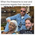 Group of three looking regretful after a decision.