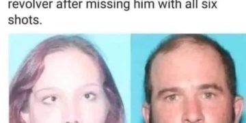 Mugshots with ironic bludgeoning after gun misfire scenario.