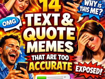 Bold meme-style thumbnail showing exaggerated reactions to text messages and quotes with large headline text