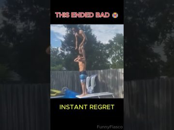Thumbnail for Poolside Confidence Turned Into Instant Regret showing a funny poolside fail after someone stands on another person’s shoulders