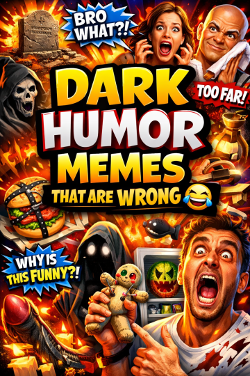 Dark humor meme roundup thumbnail featuring chaotic and edgy joke elements