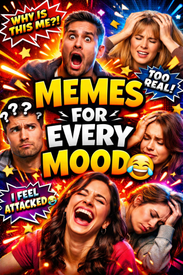A chaotic collage of funny meme reactions showing different emotions and relatable situations