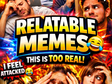 A chaotic collage of relatable daily life memes showing stress, confusion, and funny everyday struggles