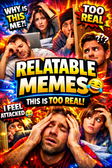 A chaotic collage of relatable daily life memes showing stress, confusion, and funny everyday struggles