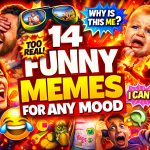 Colorful meme-style thumbnail showing funny reactions and bold text for a meme roundup about different moods