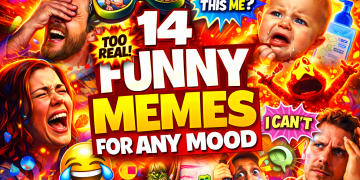 Colorful meme-style thumbnail showing funny reactions and bold text for a meme roundup about different moods