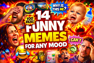 Colorful meme-style thumbnail showing funny reactions and bold text for a meme roundup about different moods