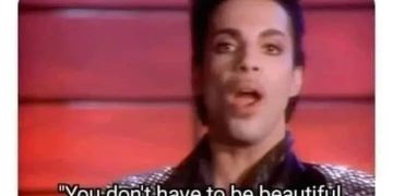 Meme of a singer with caption "You don't have to be beautiful."