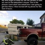 Dad uses trailer attached to truck in carseat mix-up.
