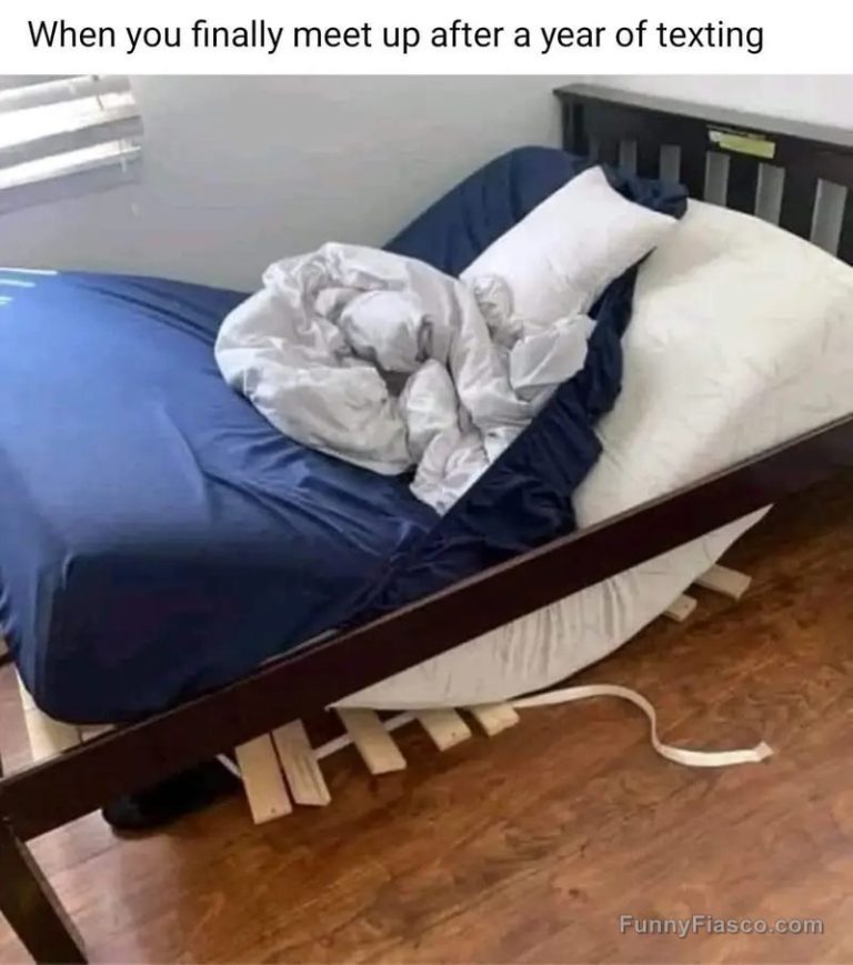 Broken bed after first in-person meeting from texting.