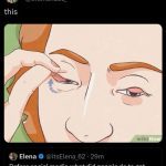 Drawing of woman pulling eyelid for attention before social media.