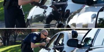 Officer writing ticket for carpool lane violation, driver hints trunk surprise.