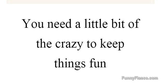 Quote saying you need a bit of crazy to keep things fun.