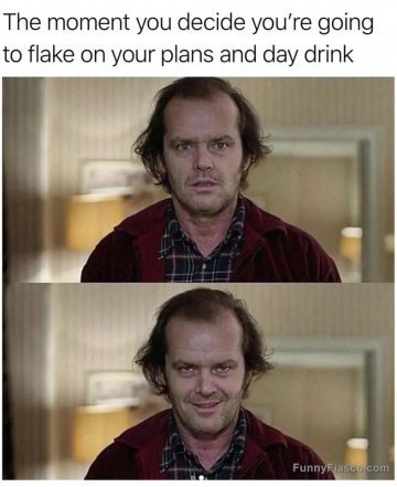 Close-up of a person deciding to skip plans and day drink