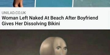 Woman shocked in ocean wearing dissolving bikini prank.