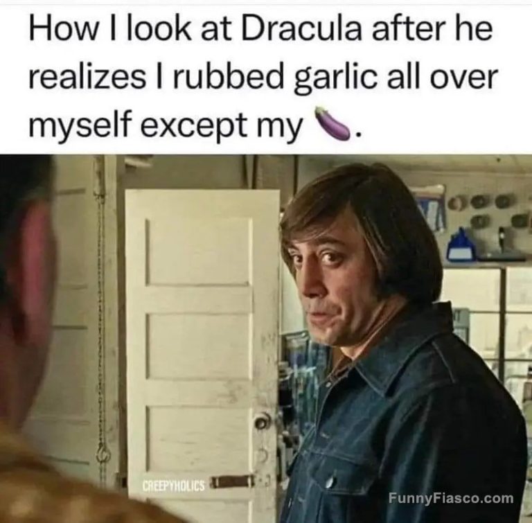 Man smirking after rubbing garlic everywhere but one spot.