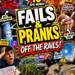 Chaotic fail and prank meme roundup thumbnail with exaggerated disaster scenes and bold funny text